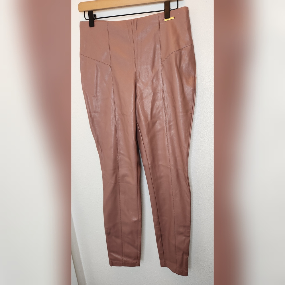 MARC NEW YORK Women's Rose Pink Faux Leather Straight Leg Pants